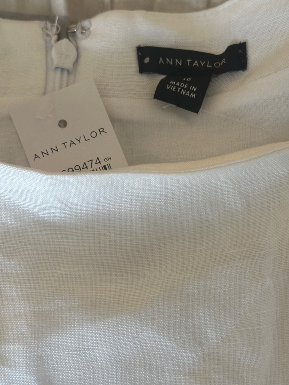 NWT Ann Taylor White Linen Blend Sheath Belt dress women size 10 - Picture 7 of 7